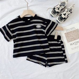 Boys Fashion Striped T-Shirt And Shorts Set
